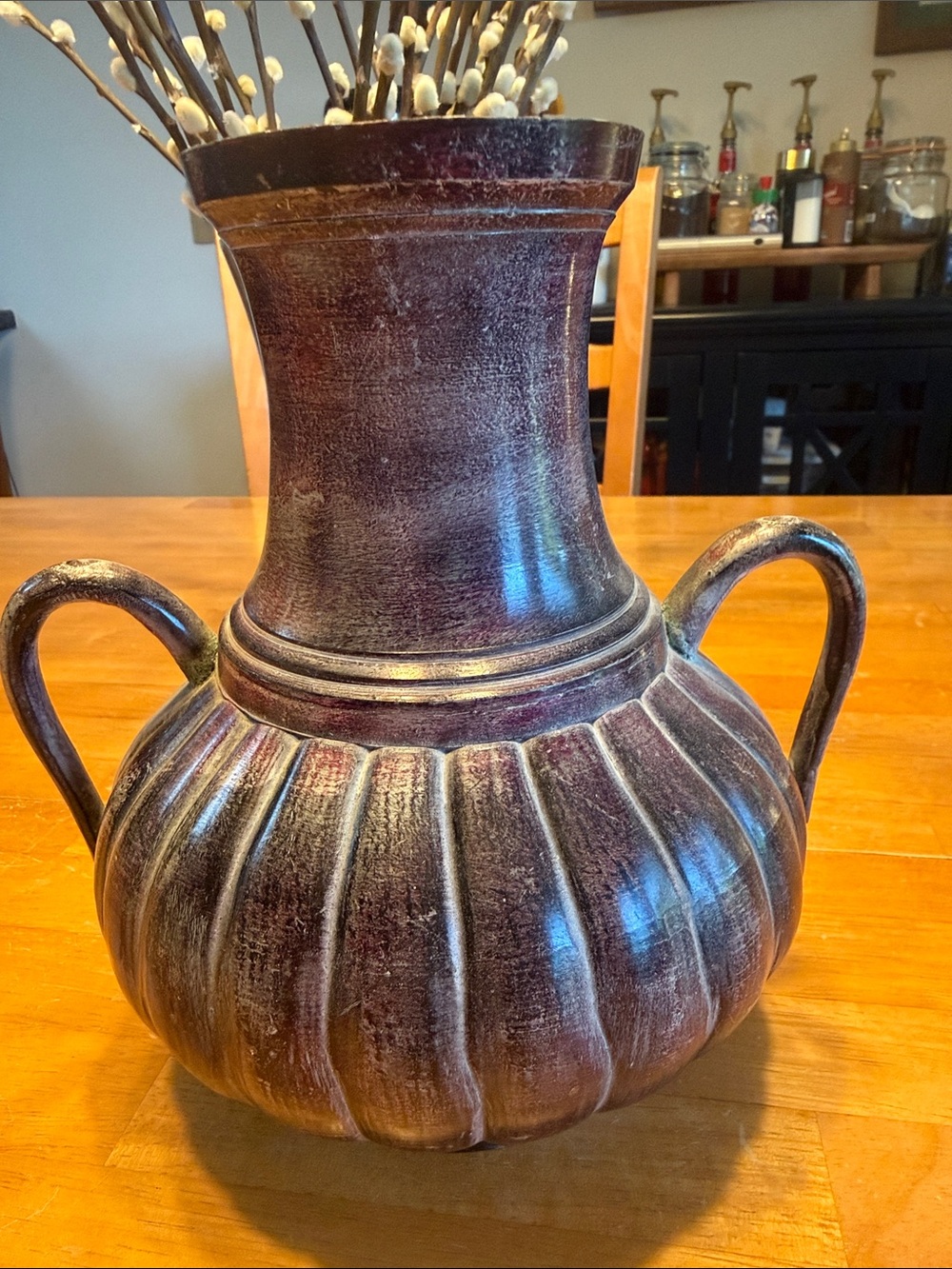 Decorative Bronze Vase Purple Patina